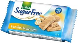 Gullón wafer filled with cream (70%) with vanilla flavor, without sugar, with fiber 60g EXP.06/2025