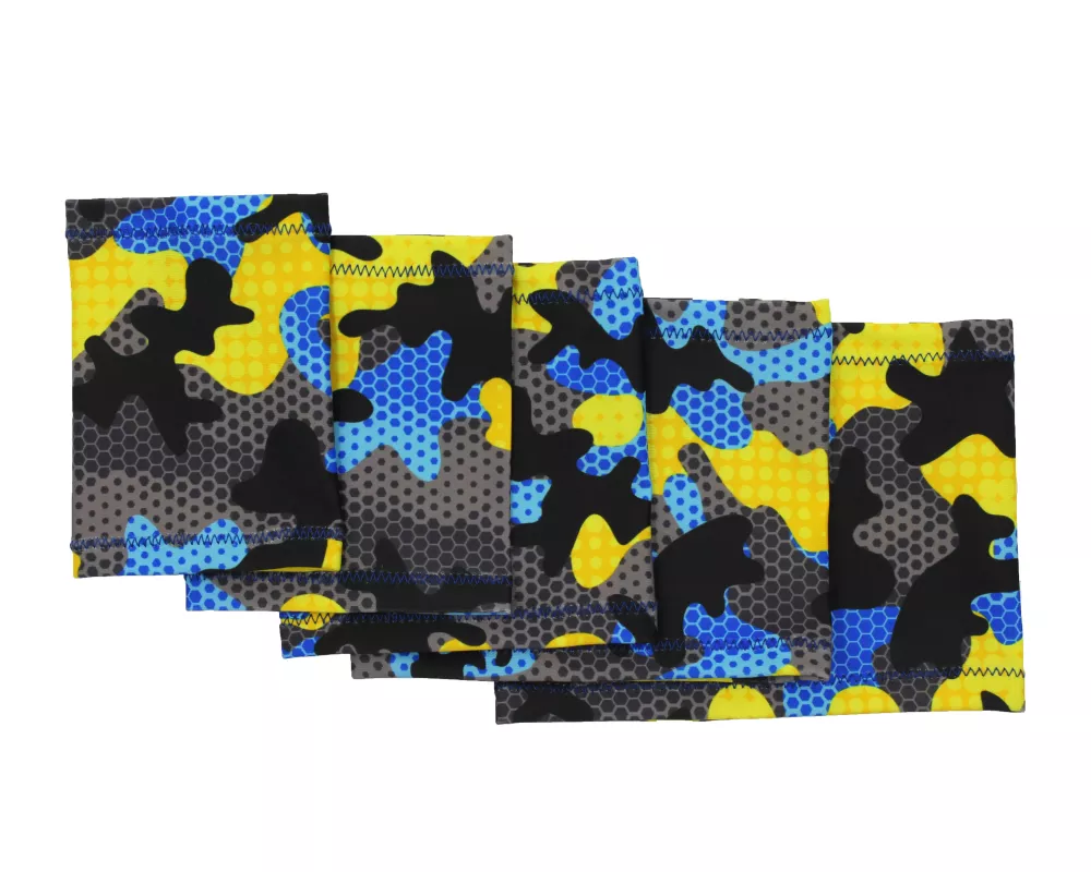 Manchette élastique pour le bras avec motif camouflage bleu, jaune et noir – Protection du capteur