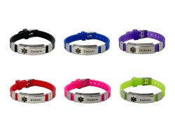 Bracelet en silicone - Diabétique en anglais | noire, bleue, violette, rouge, rose, vert clair